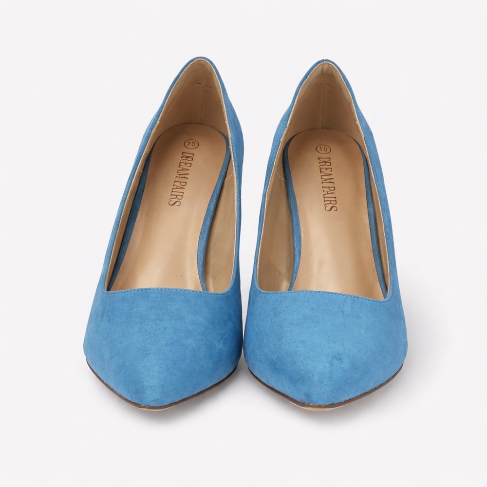 Dream Pairs Blue Suede Pointed Toe Stiletto Heels Size 10 NWT